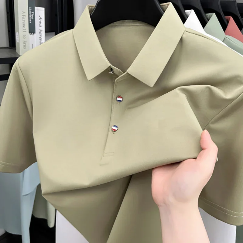 TFETTERS Brand 2026 Summer Tops Short T Shirt Man Tshirt Comfortable Soft Solid Color Gentleman Formal T-shirt for Man