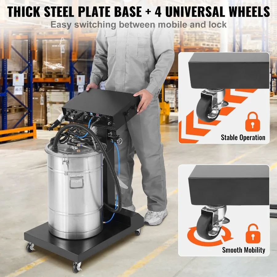 Powder Coating System 50 W 100KV Electrostatic Output Powder Coating Kit with 50L Powder Hopper 450g Per Minute Powder Coating