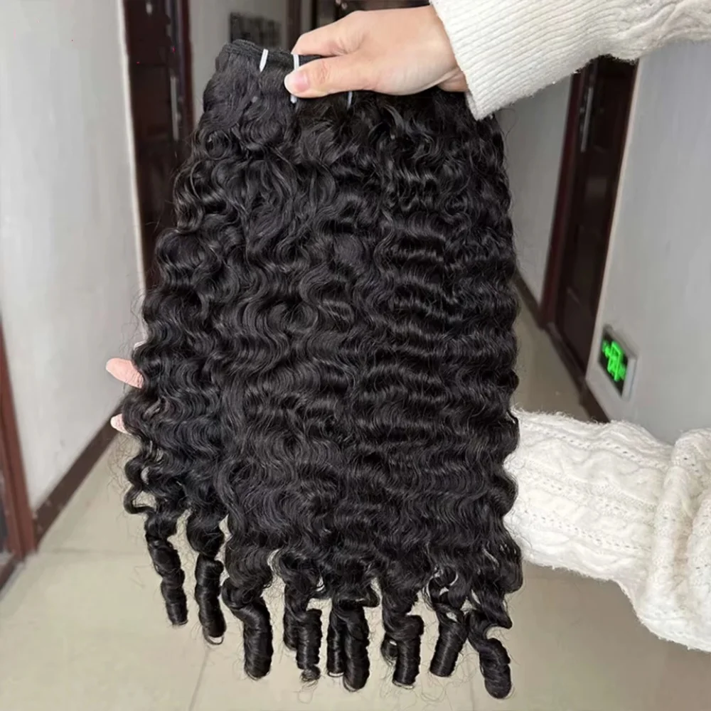 30 Inch Burmese Curly Bundles Human Hair Sew Brazilian Virgin Remy Hair Extensions 3/4 Bundles Raw Hair Bundles Double Weft image 3