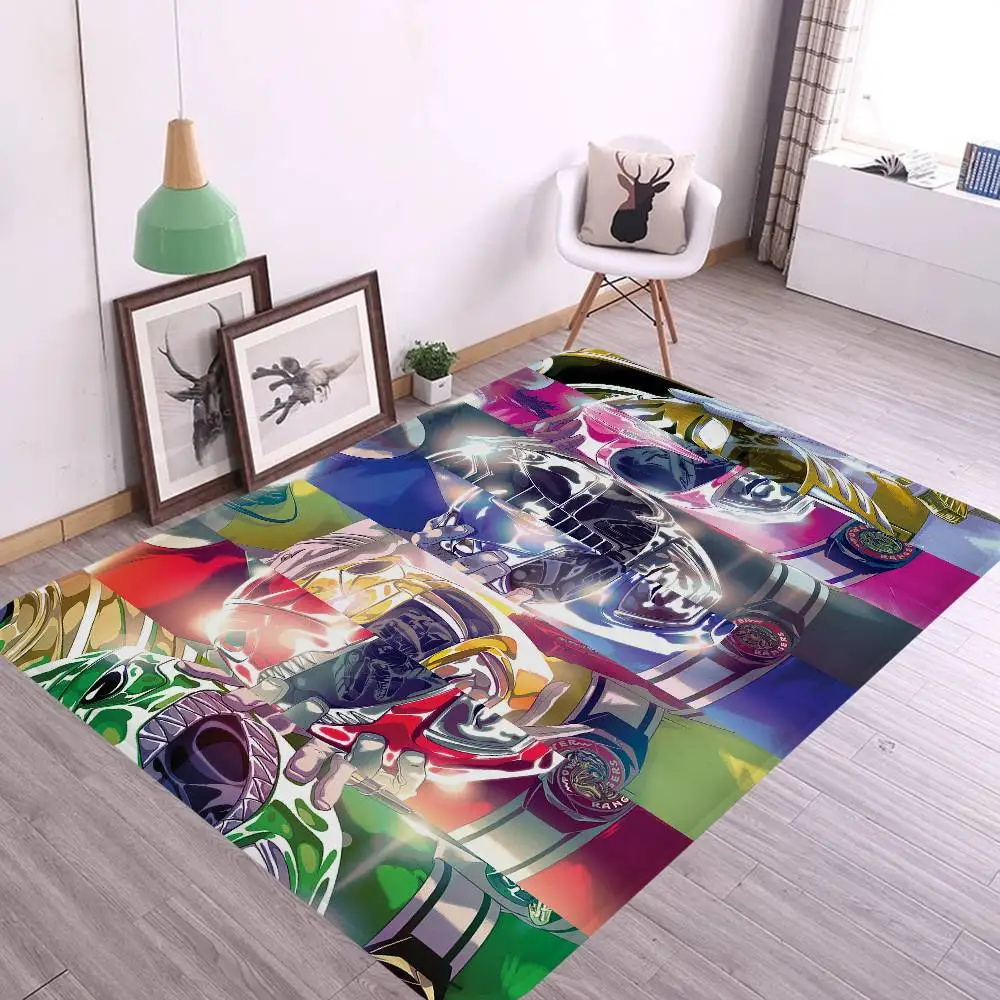 Movie Mighty Morphin Power Rangers Floor Mat INS Style Soft Bedroom Floor House Laundry Room Mat Anti-skid Household Carpets