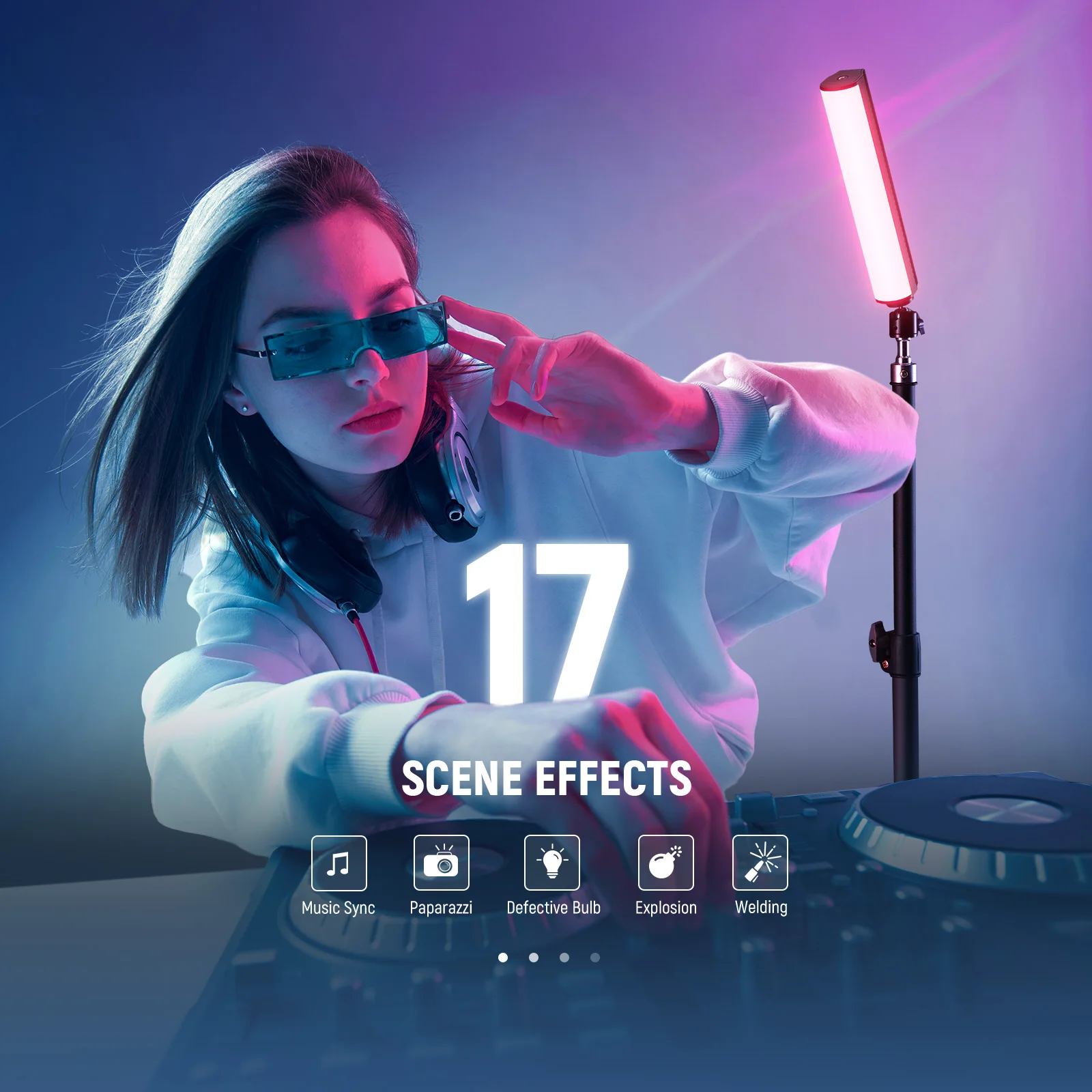 NEEWER RGB-Lichtstab mit Schreibtischstativ, APP-Steuerung, magnetischer Handfotografie-Video-Beleuchtungsstab, 2500 K-8500 K dimmbar – Detail 5