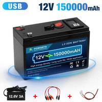 12V 150000mAh 18650 Lithium Rechargeable Battery Built in BMS for Solar/Wind Power Lighting Power Wheels Fish Finder and More
