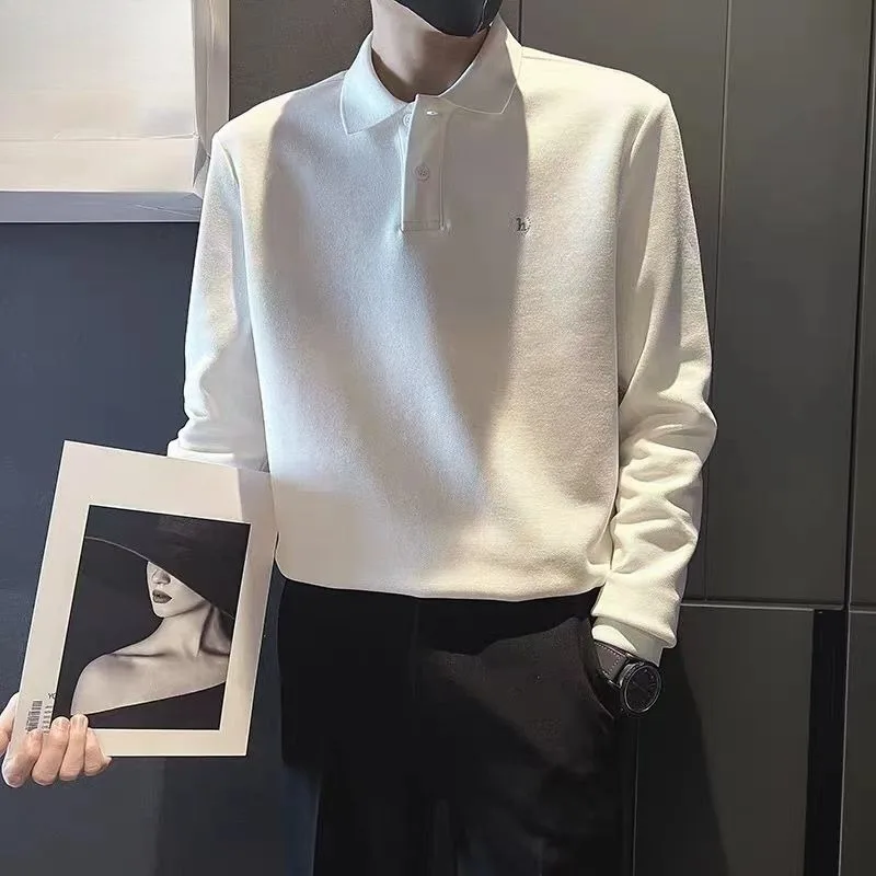 

Buttoned Mens Polo Shirts Funny Tops Japan Elegant Streetwear Cheap Clothes Pullover High Brand Emo New White Male Sweatshirts