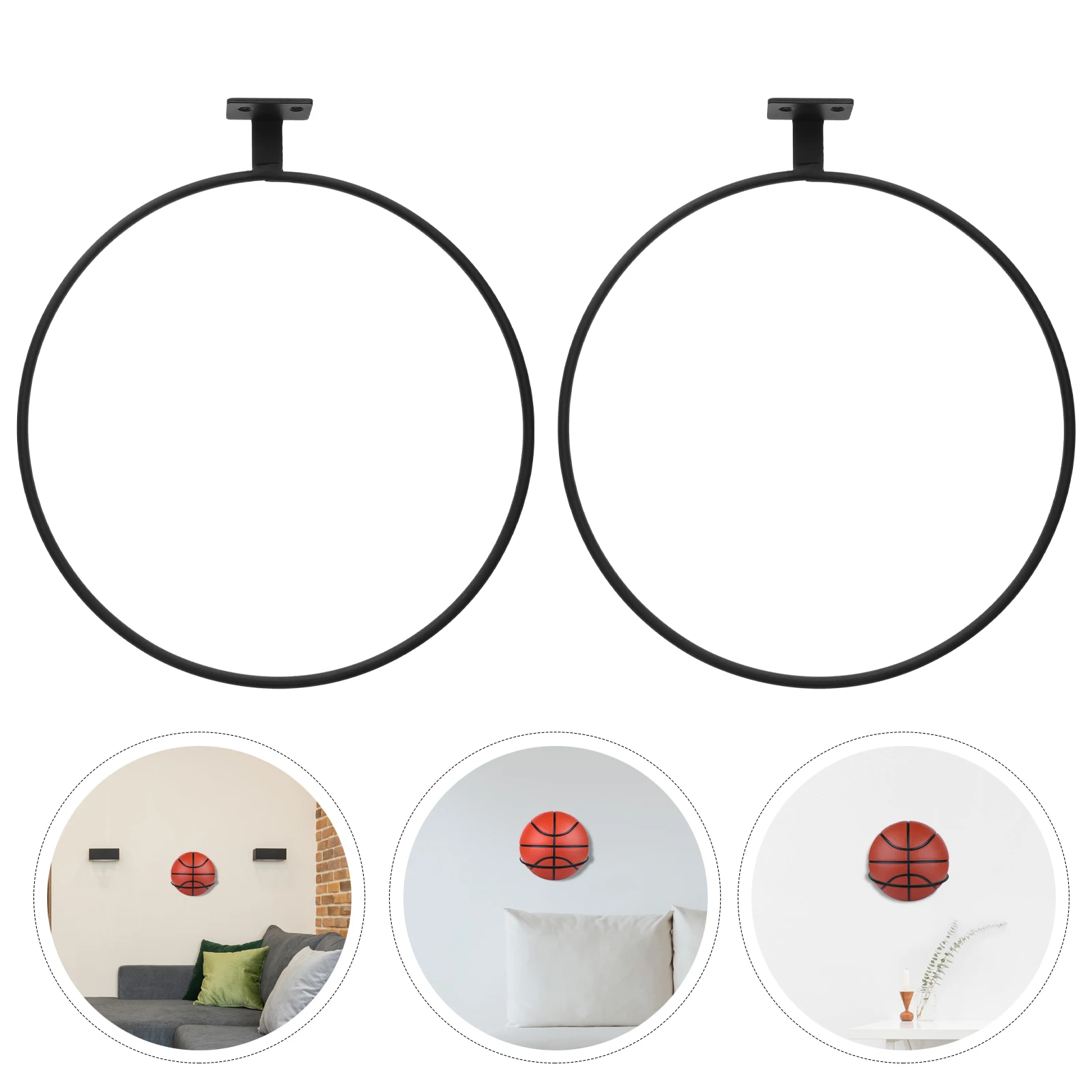 2pcs ขาตั้งบาสเกตบอลชั้นวางโลหะผู้ถือสังกะสีอัลลอยด์ลูก Fitness Wall Mount ประหยัดพื้นที่ Long Lasting