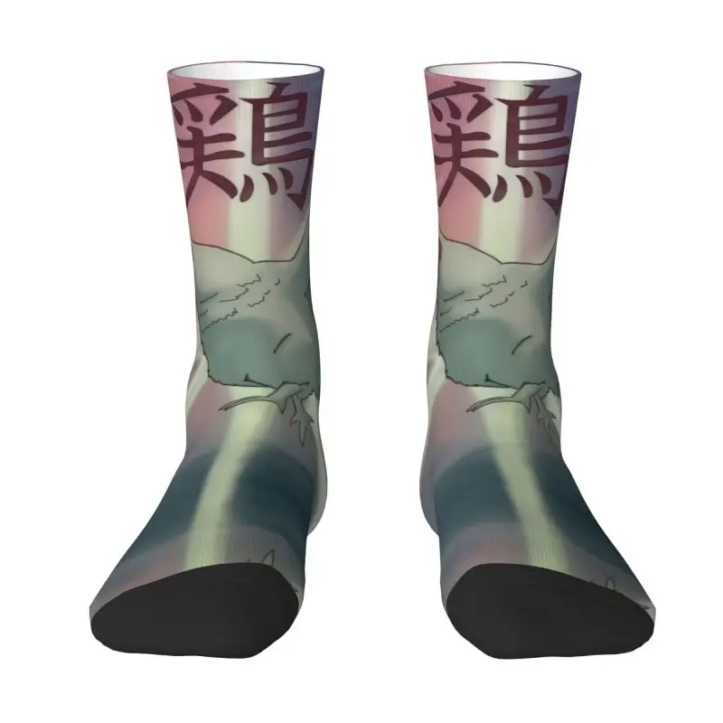 Custom Funny Chicken Men Women Crew Socks Unisex Fun 3D Printed Cartoon Animal Dress Socks