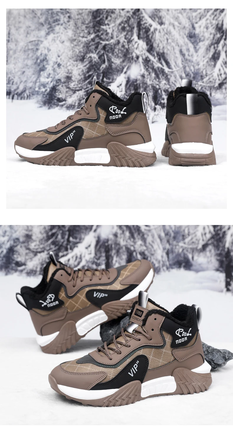 Herren-Schneeschuhe, geeignet für den Winter, Herrenschuhe, mittelhoher Schaft, bequemes Innenfutter, stilvolles Obermaterial, warm und bequem. – Detail 1