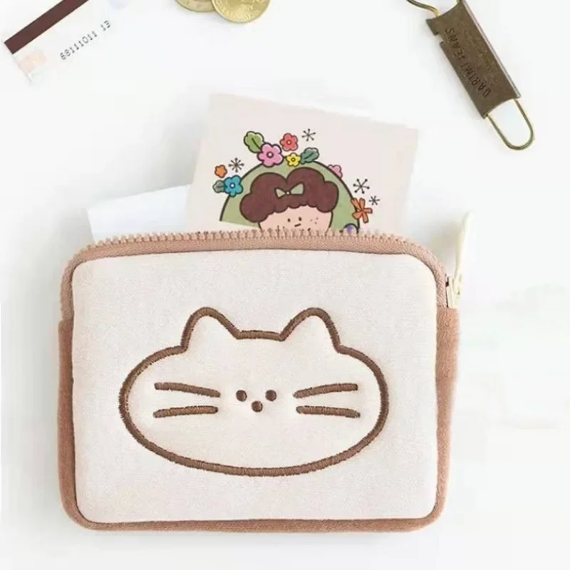 BOMO Portafogli in stile coreano carino per donna Portafoglio per carte versione corta con gatto Kawaii Borse per cartoni animati per ragazza dolce