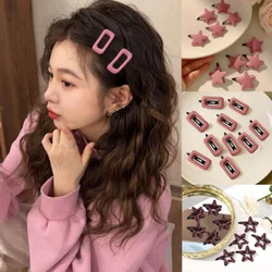 Super Cute Pink Beige Heart-shaped Pentagram Hair Clip for Women Sweet Cool Stars Side Hairpin Simple Lovely Korean Accessories