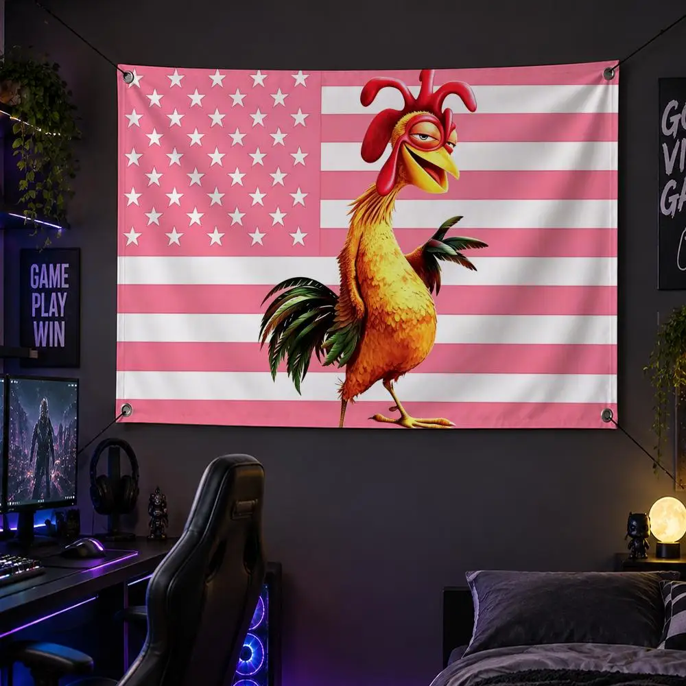 Character Surf Funny C-Chicken Joe Flags Banner Decor for Bedroom,Garden,Party,Club,Gaming Room,Garage Fan Gift