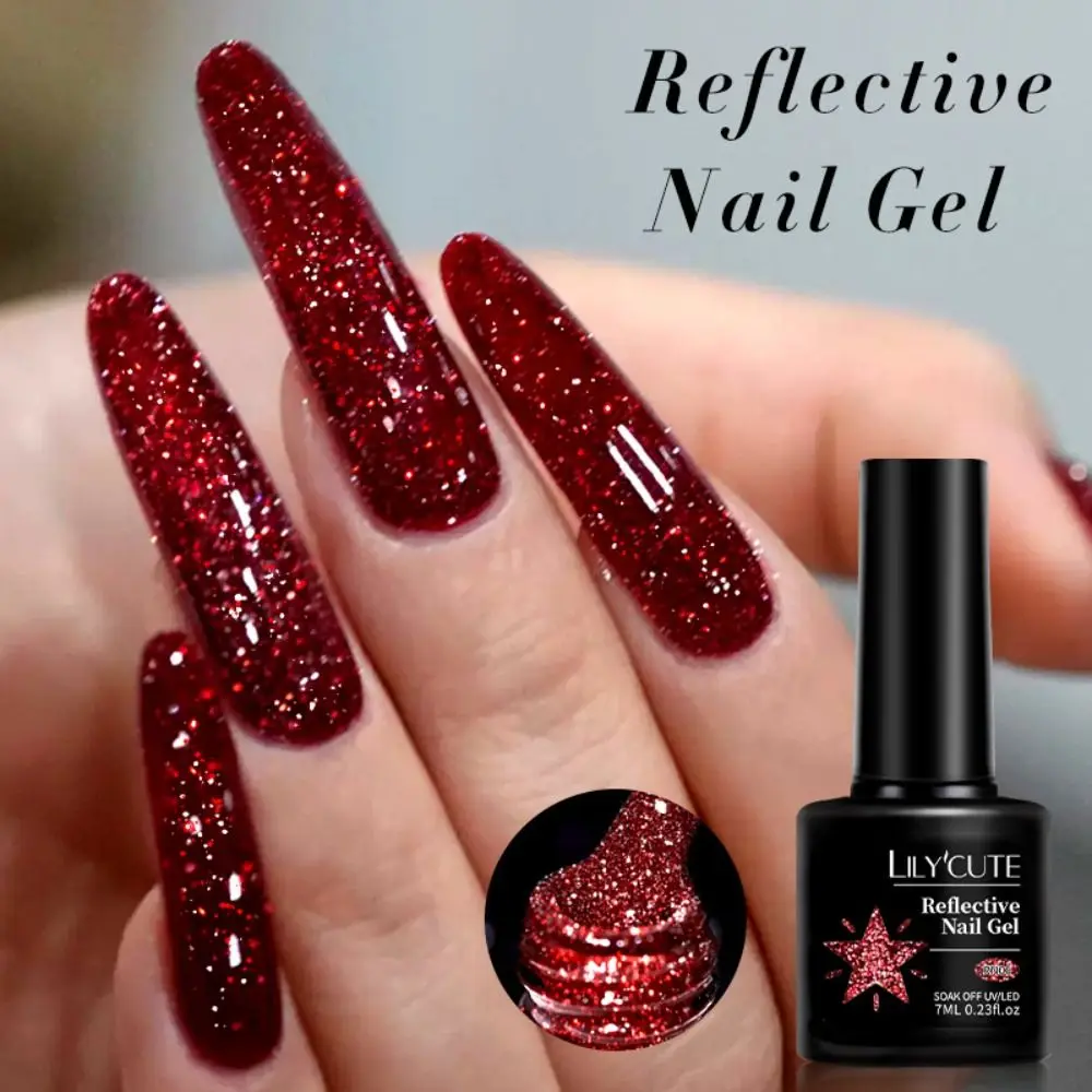 반짝이는 형광 글리터 효과 네온 반사 네일 젤 플래시 샤인 네일 젤 폴리쉬 7ml 세미 퍼머넌트 UV 젤