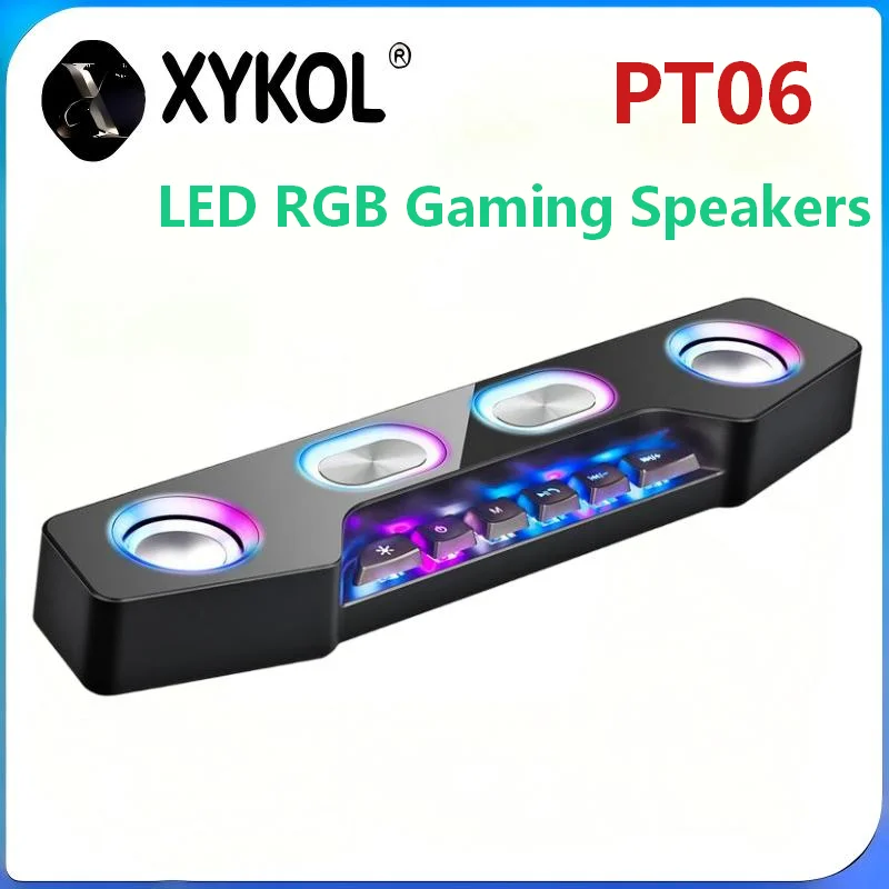 PT06 LED RGB 게이밍 스피커 블루투스 데스크탑 컴퓨터 오디오 시스템 (가정용) 타입-C 충전 포트