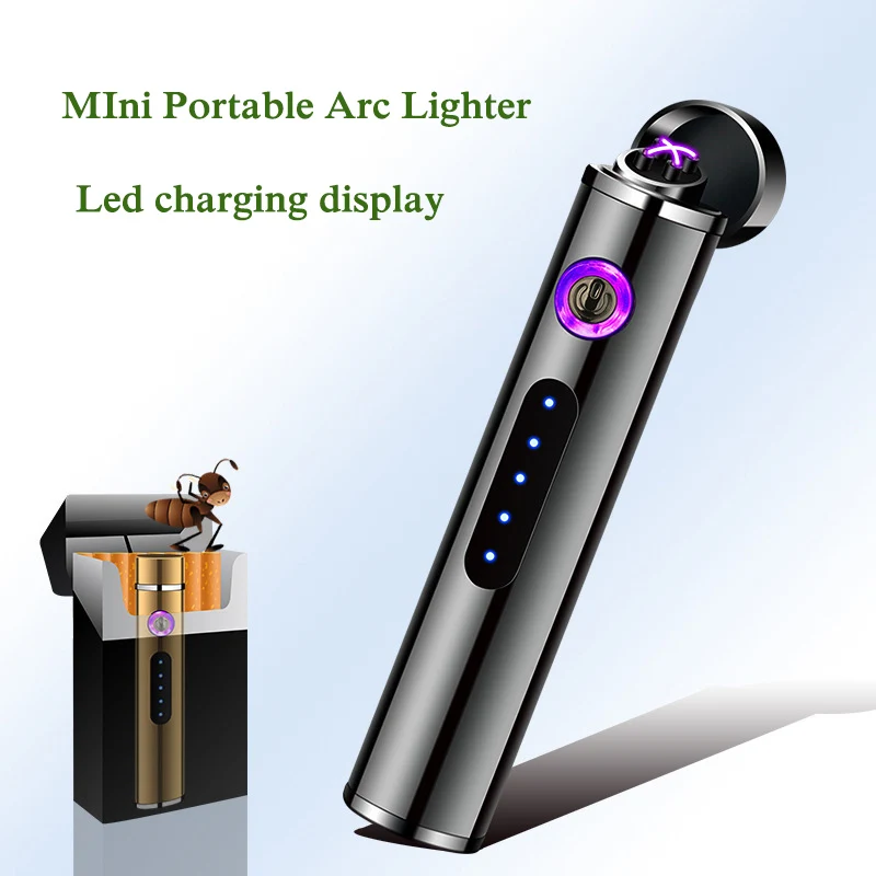 MIni USB Rechargeable Electric Metal Lighter Double Arc Plasma Cigarette Lighter Gift Men Women Cigarette Accessories Gifts