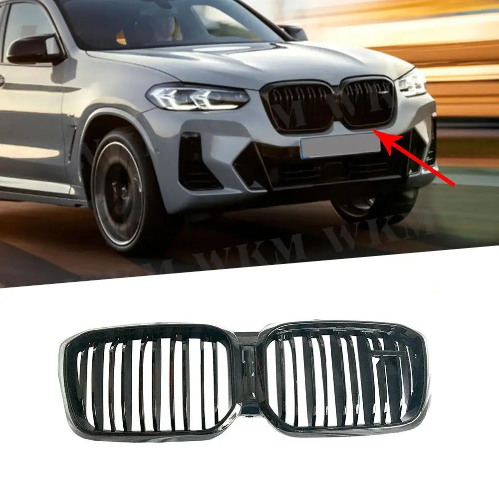 

ABS Gloss Black Front Bumper Racing Grills Front Grille for BMW X3 X4 G01 G02 2022+ Car Styling Replacement 2 slat