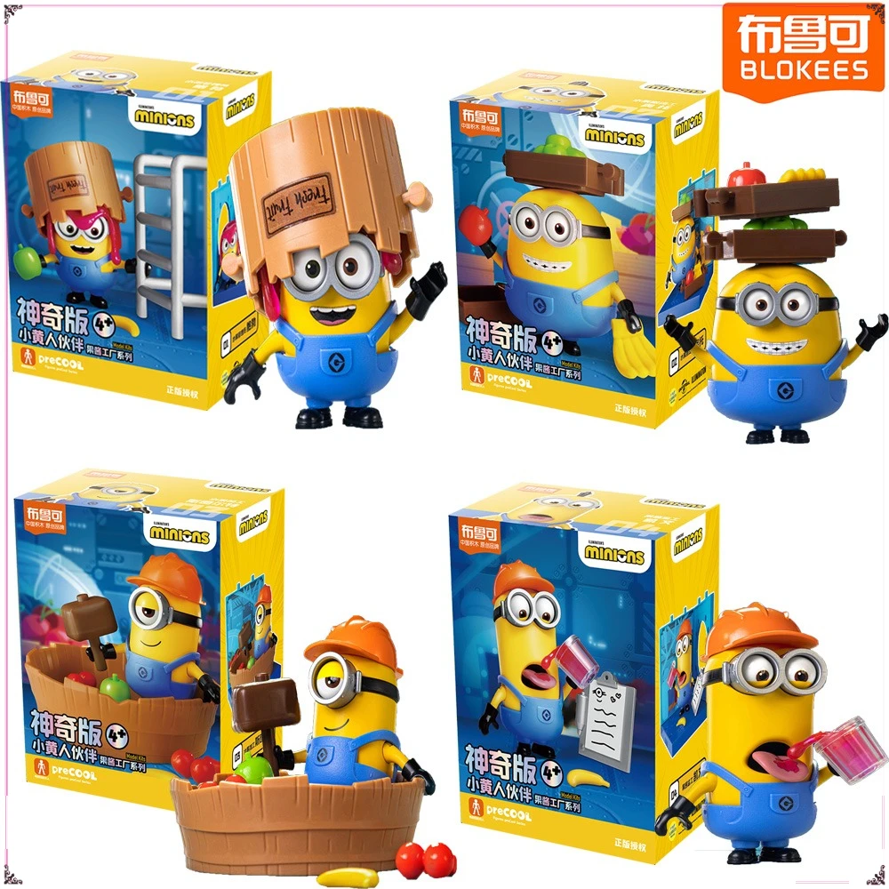 

Genuine Blokees Minions Action Figure Jam Factory Series Assembly Model Toy Celebration Party Ornaments Exquisite Gifts for Kids