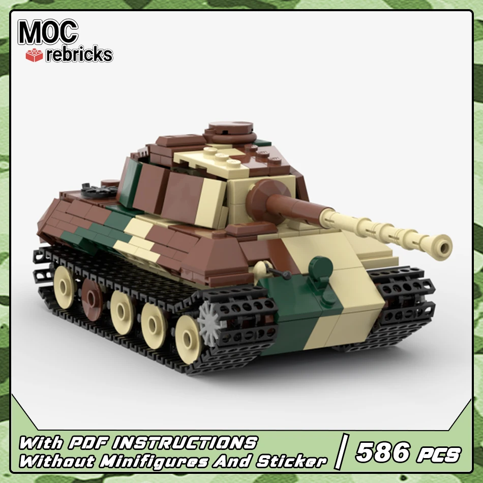 MOC WWII Военная серия King Tiger Основный боевой танк Кирпичи Модель Технология Бронированный автомобиль Строительные блоки Наборы игрушек Головоломки Подарки