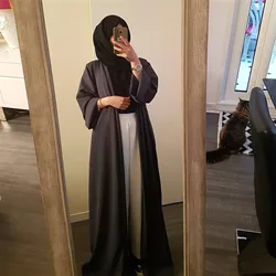 Fashion Muslim Kimono Abaya Solid Retro Ethnic Cardigan Robe Ramadan Dress Dubai Middle Eastern Saudi Arabia Eid Clothes