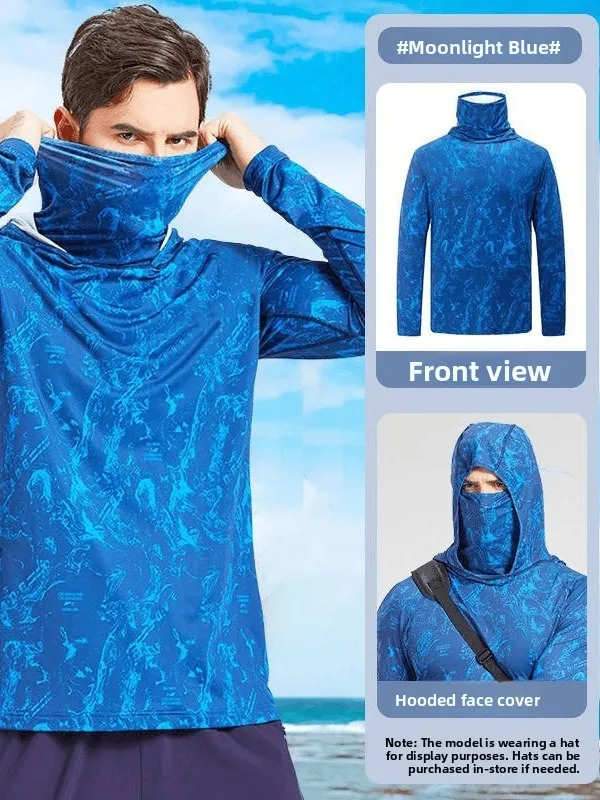 Quick Dry Ice Silk Fishing Sun Protection Clothing Summer Men's Ultra Light Breathable Hooded with Face Mask Lure Clothes