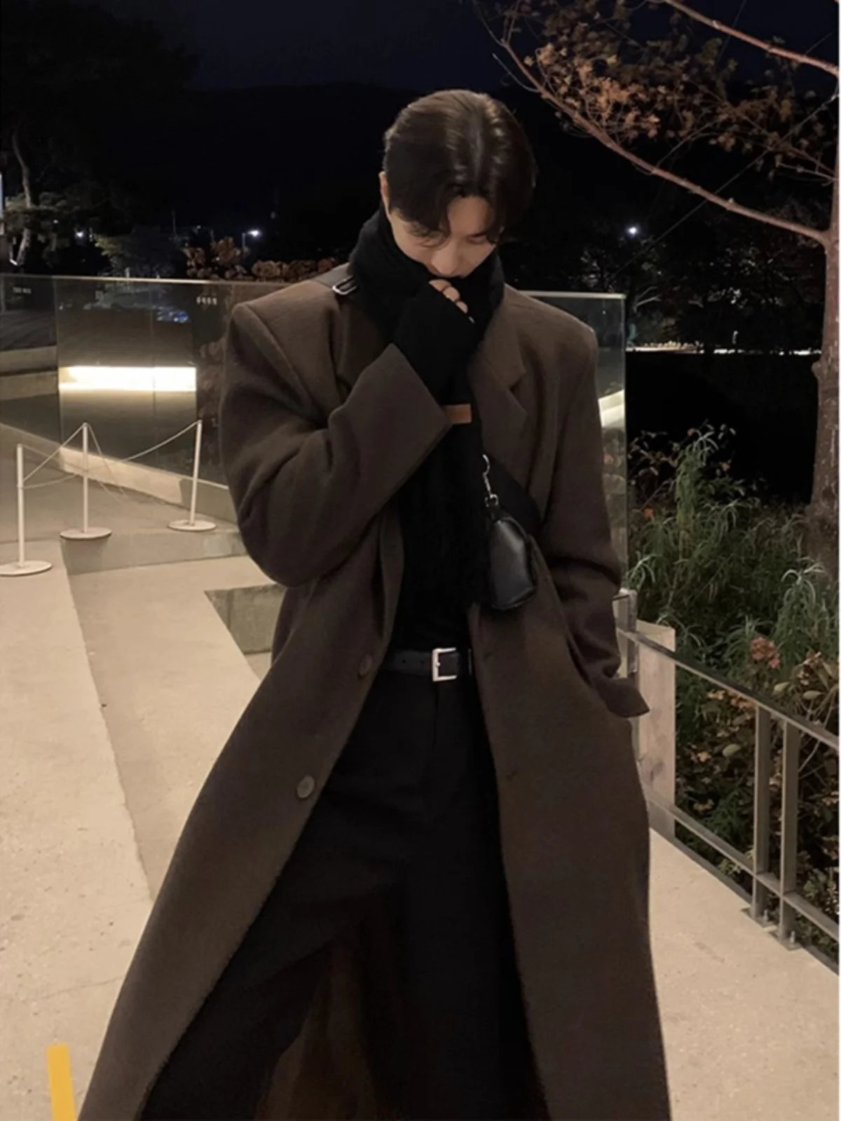 

Утепленное зимнее мужское шерстяное пальто до колен, ветрозащитное, теплое, с длинными рукавами, из полиэфирного волокна