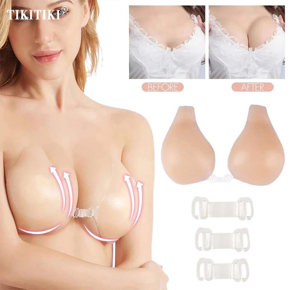 

Self Adhesive Cover Ups Breast Lift Bra Strapless Silicone Bra Nipple Cover Push Up Invisible Sticky Bra For Women Chest Sticker