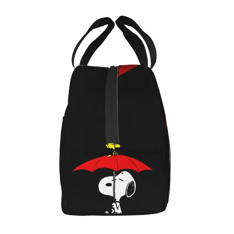 Custom Snoopys Dog Umbrella Insulated Lunch Bag for School Office Waterproof Thermal Cooler Bento Box Women Kids