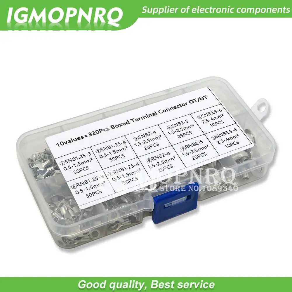 

320Pcs Boxed Terminal Connector Cold Pressed OT/UT Crimp Terminals Copper Nose Wiring Fork Set igmopnrq