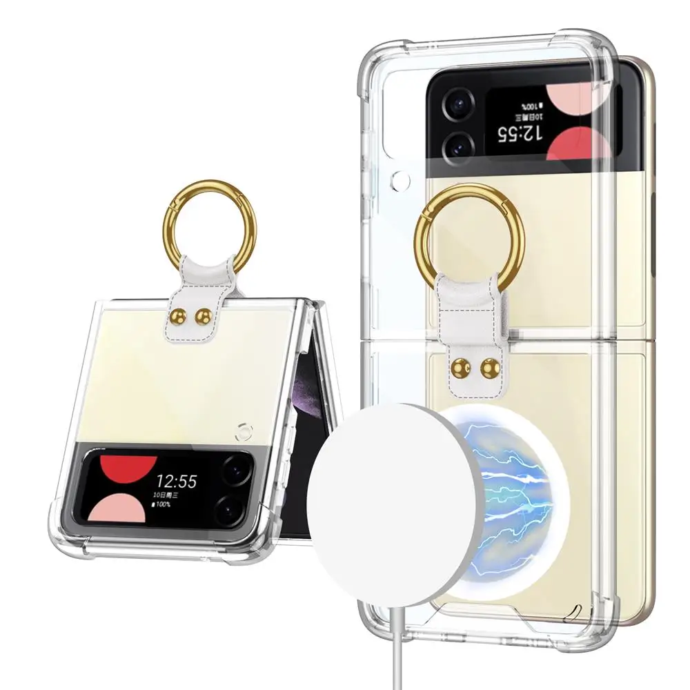 Transparent Airbag Ring Holder Case for Samsung Galaxy Z Flip 3 Wireless Magsafe Soft Charging Cover for Galaxy Z Flip 3 4 Cases