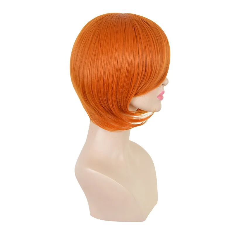 Nami Cosplay Wig Synthetic Short Wig Orange Haircuts Party Fluffy Female Wig Women Girls Hair Halloween Wig + Wig Cap