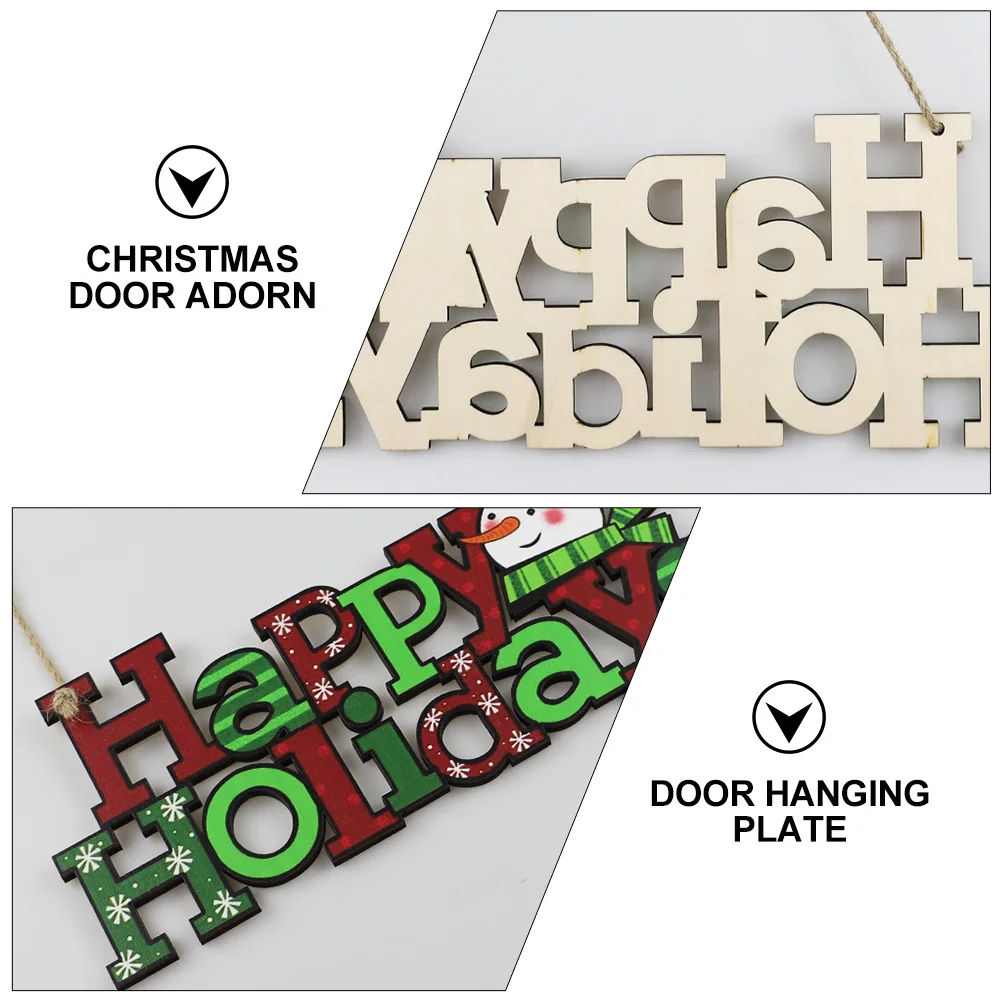 

Christmas Welcome Sign Xmas Door Decoration Wooden Wall Art Rustic Holiday Greeting Plate with Rope for Party Home Decor