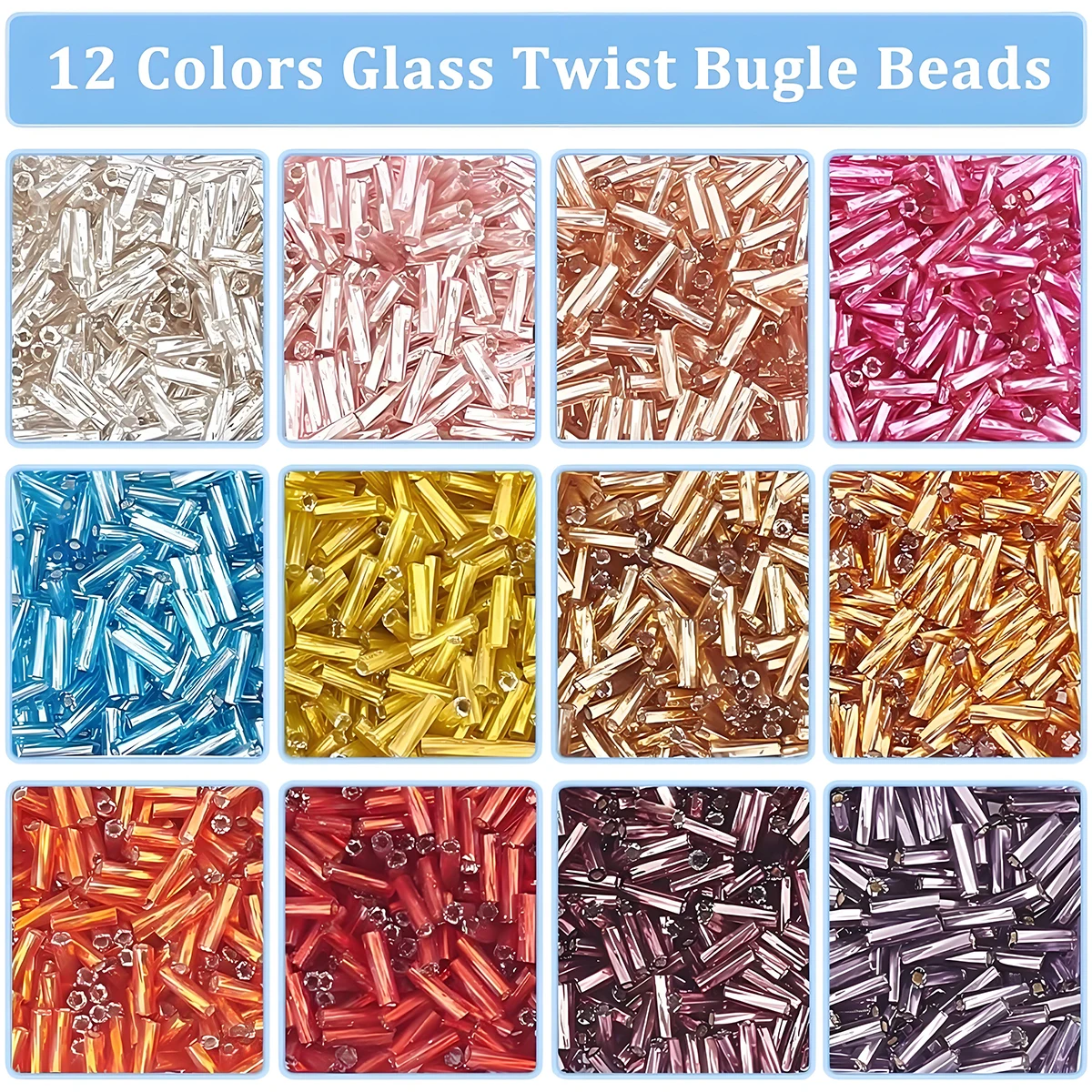 1800Pcs Curved Tube Beads Set 12 Colors Acrylic Bamboo Noodle Beads with Elastic Strings for DIY Bracelet Necklace Phone Lanyard