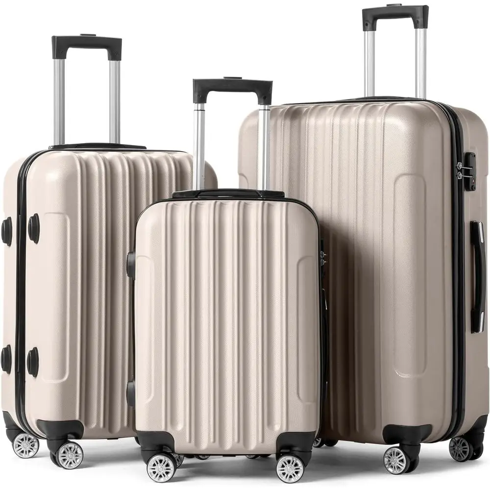 

3-Piece Hardside Luggage Set with Spinner Wheels, TSA Lock, and Lightweight ABS - Champagne (20/24/28)