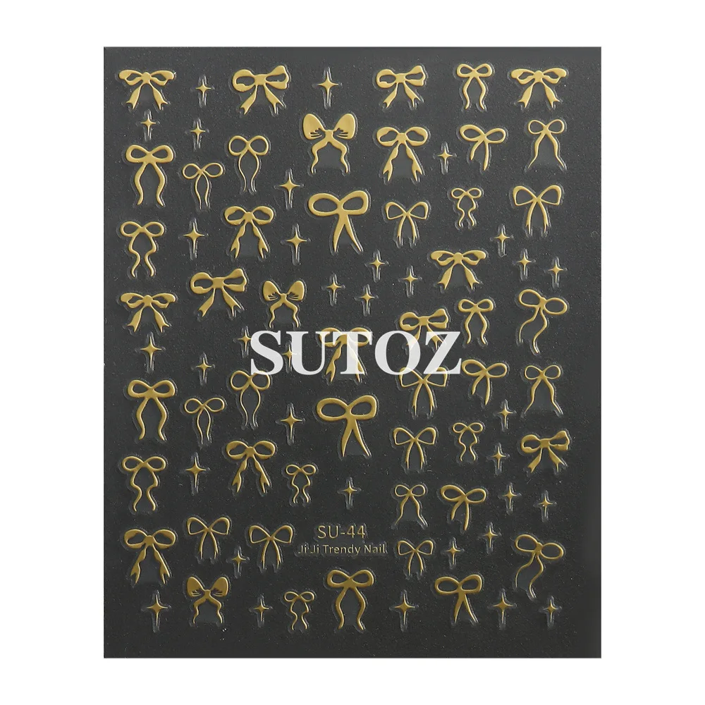 

1pcs Gold Silver Bow Nail Stickers Decals Red Bow Heart Y2K Design Charms Nail Art Sliders Foils Decoration Manicur