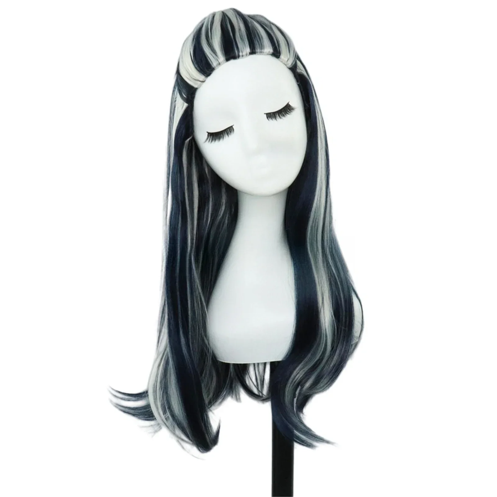 

TV Monster High Frankie Stein Cosplay Wig Adult Women Girls Black White Long Straight Hair Halloween Carnival Party Props