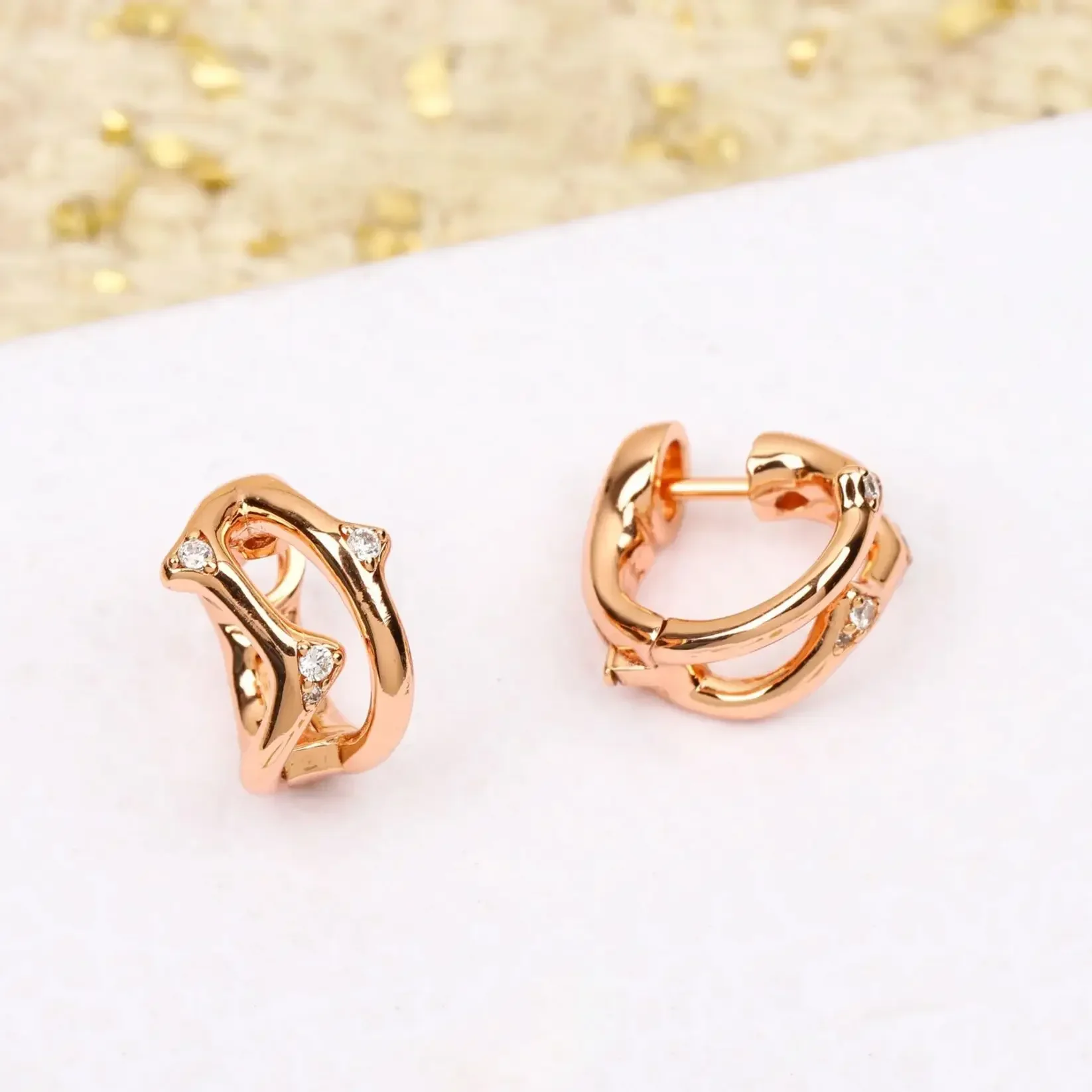 

New Europe America Designer Brand Top Quality Silver Rose Gold Crystal Earring Women Luxury Jewelry Trend
