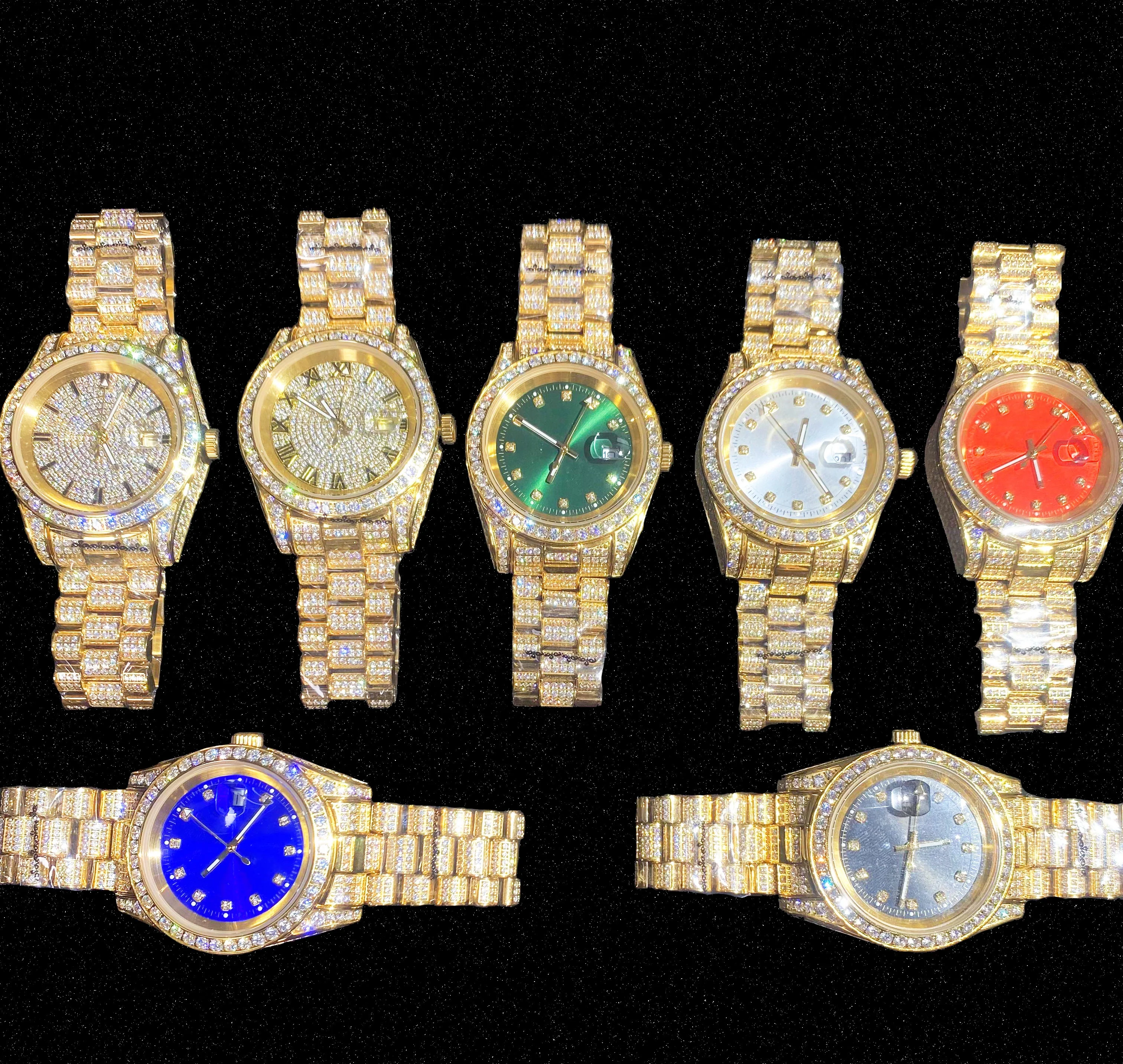 Hip Hop Stainless Steel Moissanite VVS Diamond Chilled Luxury Best Price High Quality Pearlescent Watch