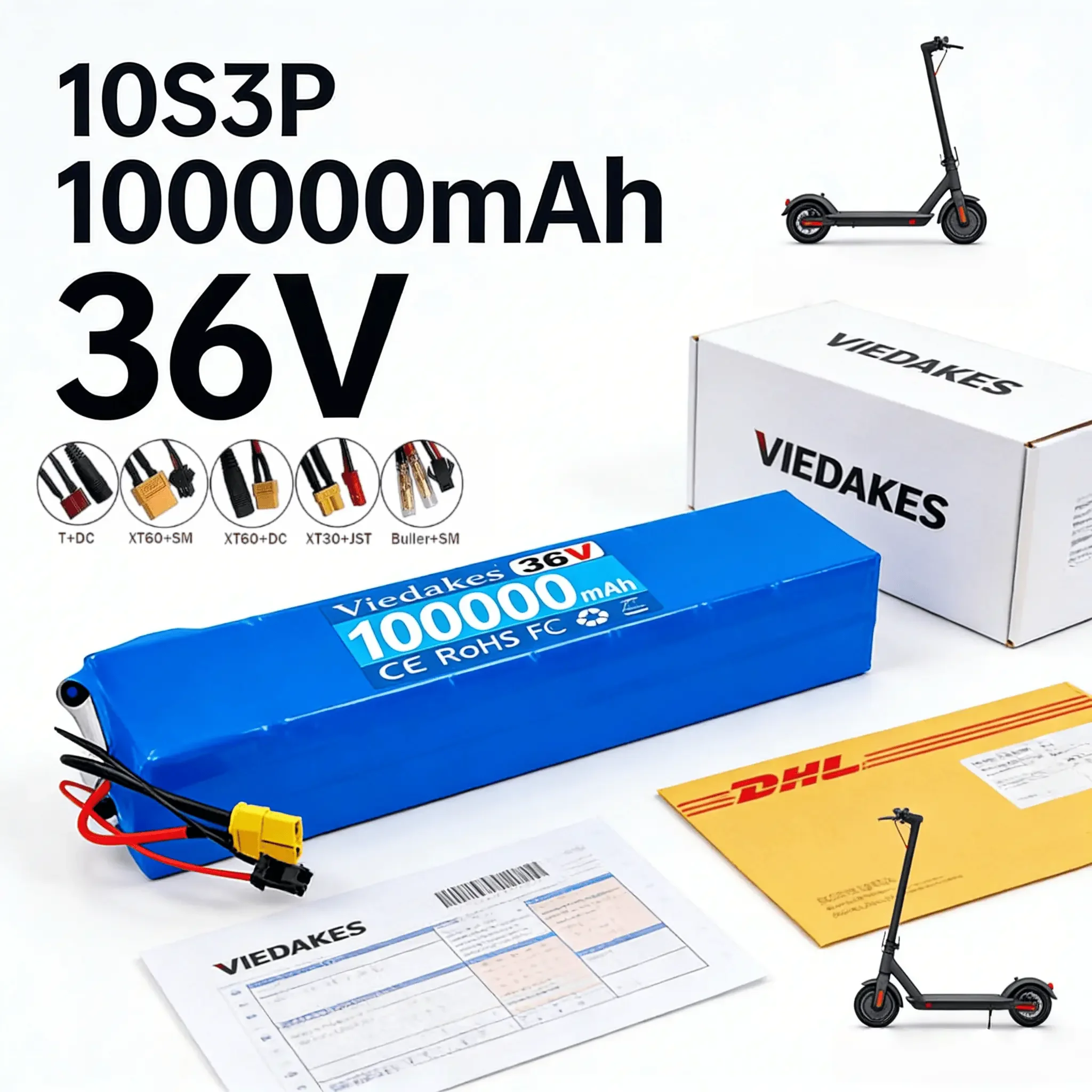 

Upgrade Your Xiaomi M365: 36V 10S3P 100000mAh 18650 Li-ion Battery, High Power for Electric Scooter, with BMS and DHL
