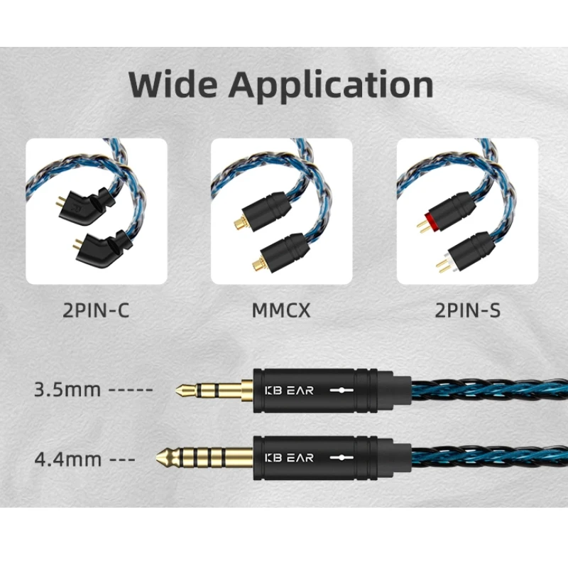 KBEAR ST12 Plus 8 Core OFC Silver-plated 2M Upgraded Cable Add Four New Colors 2PIN/QDC/MMCX/TFZ IEM Cable Headphones Headset
