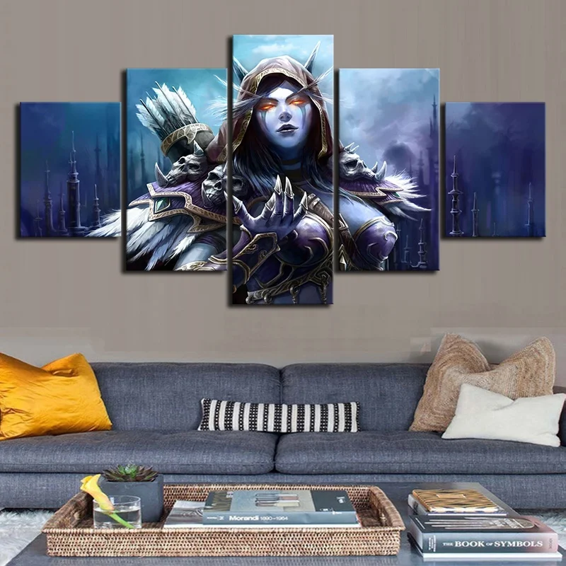 Video Game WOW Warcraft DOTA 2 Canvas 5 Pcs Printed Wall Art Posters Pictures Home Decor Paintings for Living Room Decoration