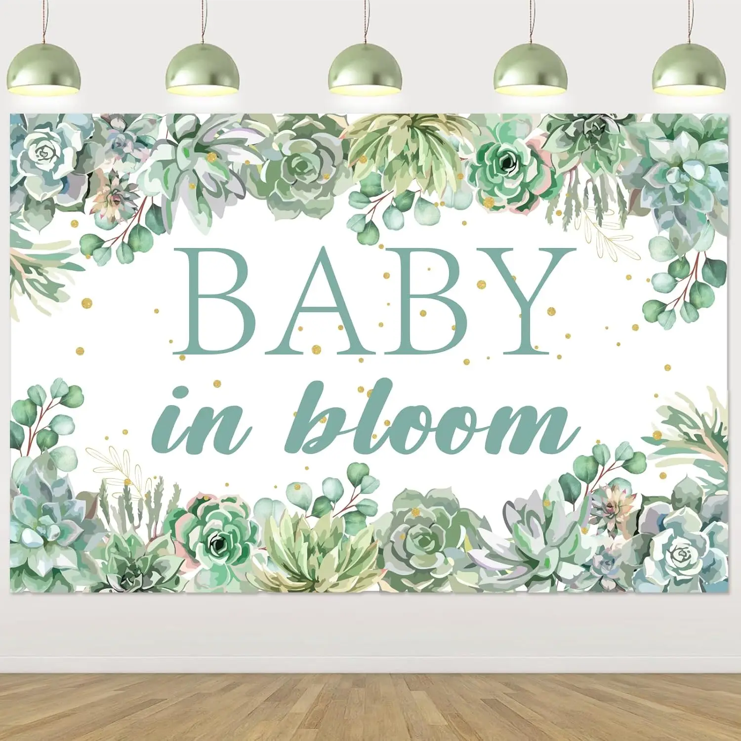 

7x5ft Succulent Plants Baby Shower Backdrop Baby in Bloom Birthday Decorations Banner Green Garden Themed Gender Reveal Supplies