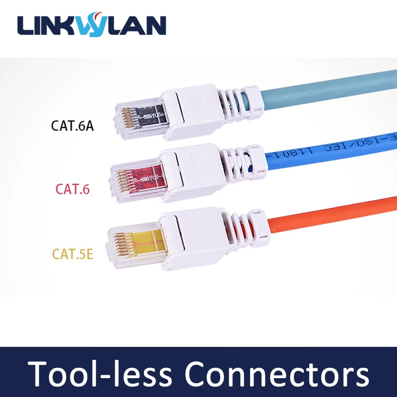 Linkwylan 6A/6/5e RJ45 CAT6 UTP Field Connector Ethernet Termination Plugs, 23AWG to 26AWG Cable Internet Plug