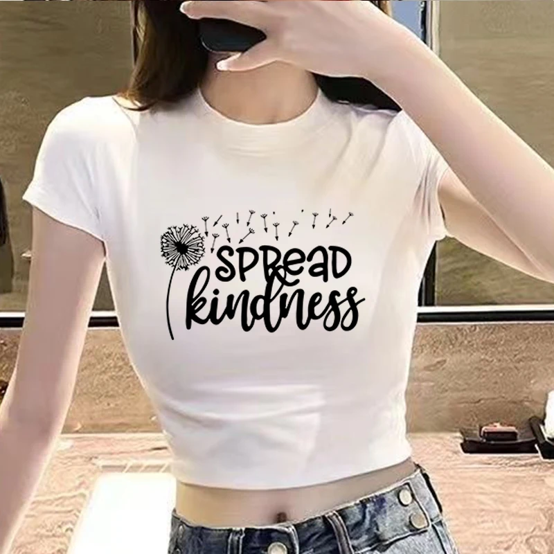 Spread Kindness Inspired Clothing Short Sleeve, Heart Dandelion Trendy Cute Style Fashion Clothing, Women's Print Graphic,Summer