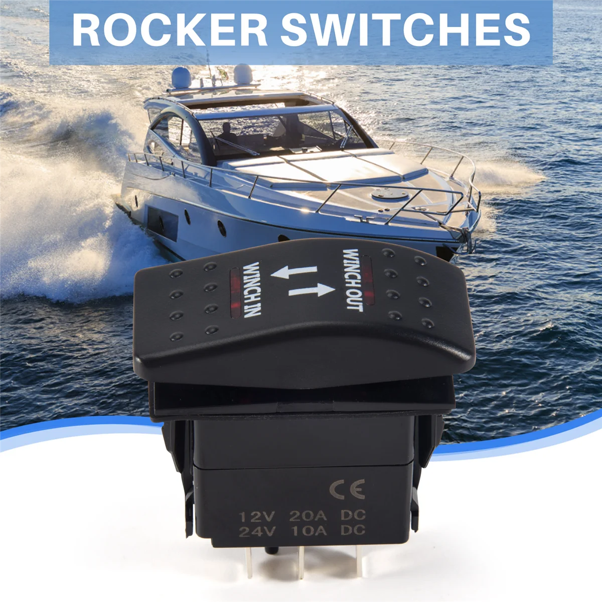 7ピンLED付きロッカースイッチ,赤,12v,20A