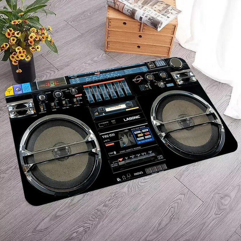 Kitchen Carpet Children Room Mat Absorbent Vintage 80s Boombox Ghettoblaster Mats Doormat Entrance Door Bedroom Bathroom Balcony