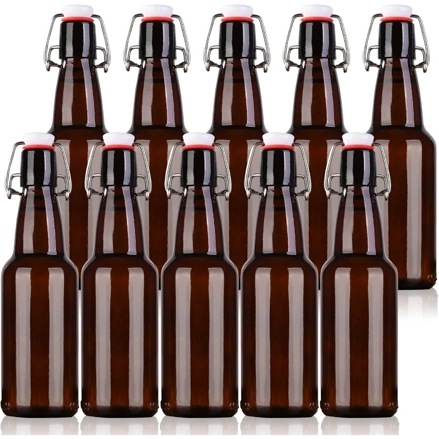 

Amber Beer Bottles with Flip Caps 12oz 10 Pack Glass Bottles with Swinging Top for Airtight Sealing Ideal for Home Brewing Ferm