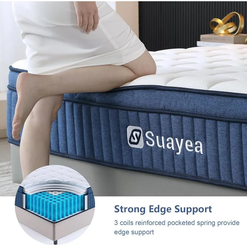 12 Inch King Size Hybrid Mattress Memory Foam Pocketed Springs Ultimate Motion Isolation Comfortable Pressure Relief Sleep