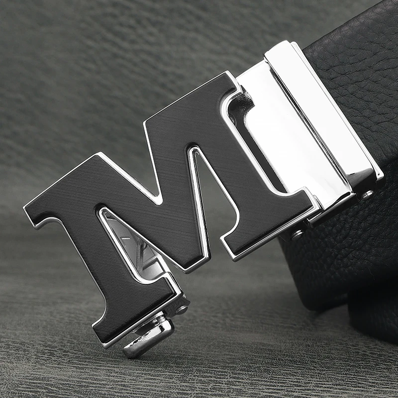 Fashion belts men designer brand cowhide leather high quality M letter Automatic Buckle formal young men leisure Waistband Z277