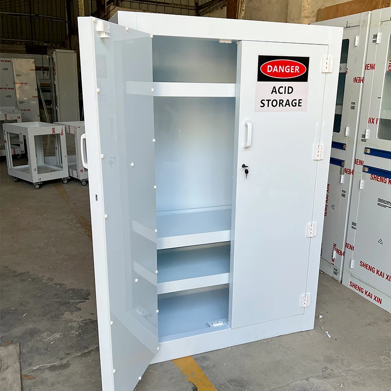 ตู้กรด PP อุตสาหกรรมสําหรับห้องปฏิบัติการโรงพยาบาลโรงงานโรงเรียนโรงงานเภสัชกรรมใช้โลหะเหล็กเหล็กอีพอกซีเรซิน
