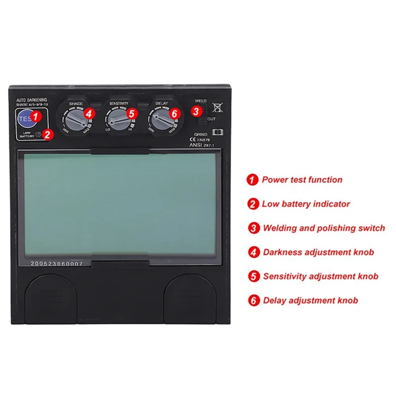 

Welding Lens Solar Automatic LCD Dimming Welding Helmet Filter Goggles Welding Lens Panel Replacement Filter-A73I