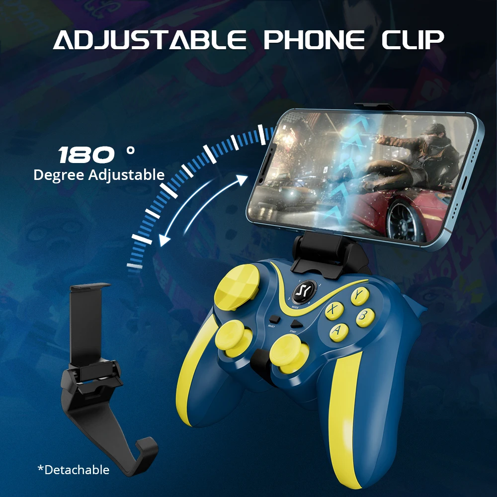 ISHAKO Gamepad Android kontroler bezprzewodowy Bluetooth 2.4G klucz mapowania Joystick idealny dla PS4 dla iOS przełącznik TV, pudełko PC Gam