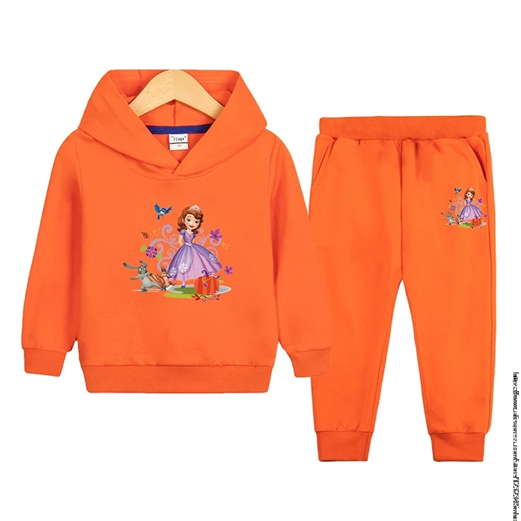 Quality Kids Hoodie  Sofia Princess Sweatshirt Top + Pants 2Pcs Jacket Boys Girls Preschool 1-9 Years Sunshine Athleisure Set