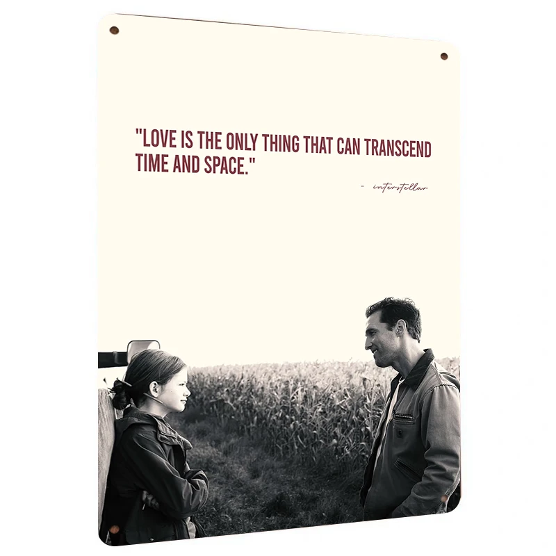 Interstellar Classic Quote Metal Wall Art Love Transcends Time and Space Movie Poster Home Decor